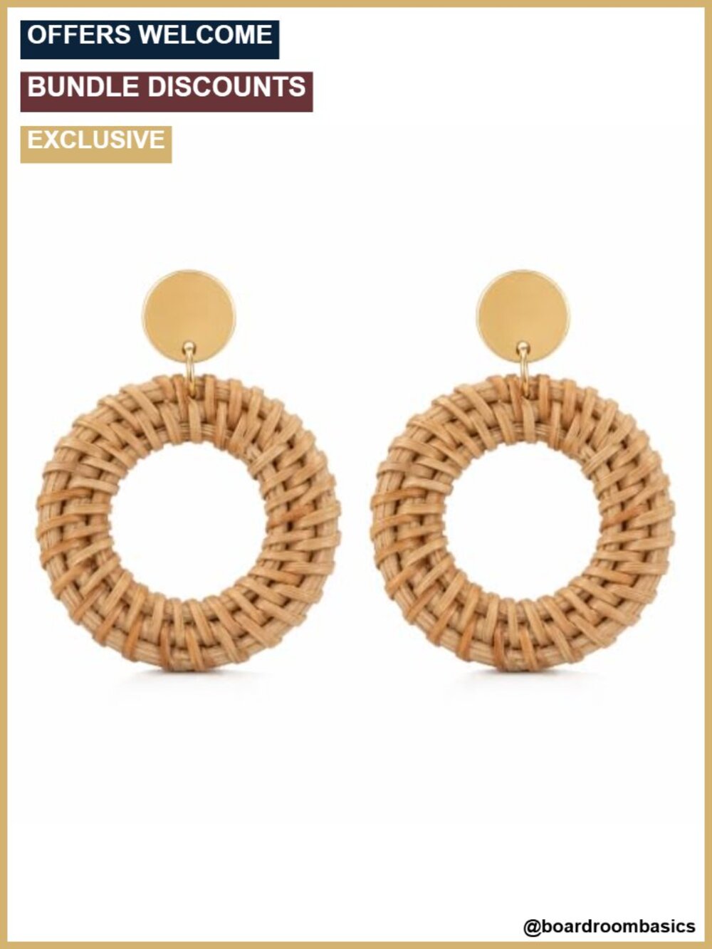 Handmade Rattan Raffia Dangle Earrings Boho Women Beach Jewelry